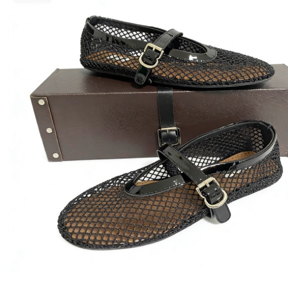 Alaia Shoes - Alaia Black Mesh Flats with Buckle